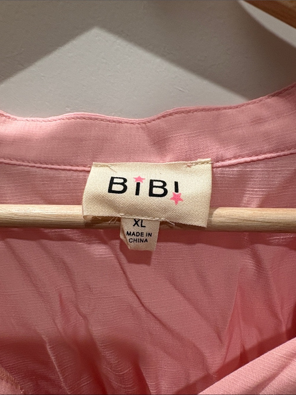 Bibi Pink Ruffle Button-Front Women's Top - Picture 2 of 2